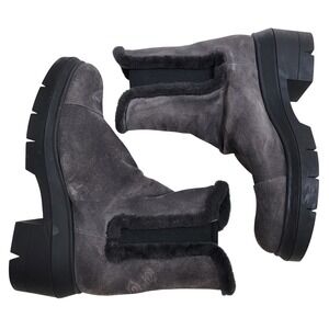 Stuart Weitzman Norah Chelsea Booties Grey Suede Lug Sole Chunky 7.5B Spain